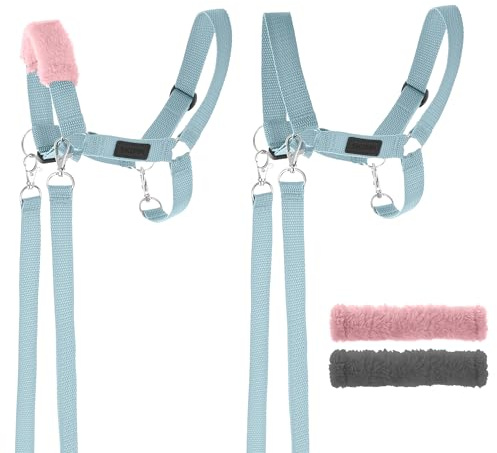SKIPPI Halter for Hobby Horse - Blue, Reins and 2 Furs, Hobby Horse Accessories, Universal Size