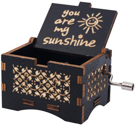 lasuroa You Are My Sunshine Carillon in Legno, a Manovella Inciso Mini Carillon Regalo con Melodia per Mamma papà Figlia Figlio Moglie Marito Amici Compleanno Natale Anniversario