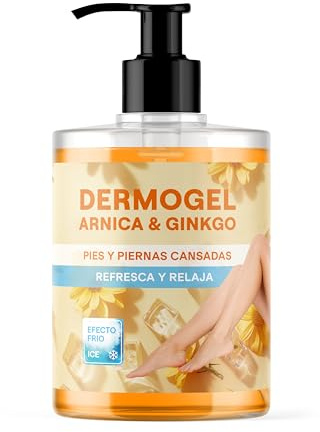 QKnatur - Gel piernas cansadas Árnica & Ginkgo Efecto Frío 500ml - Alivio y frescor para Piernas y pies Cansados - Relajante, Refrescante e Hidratante - Alta concentración en Extractos Vegetales