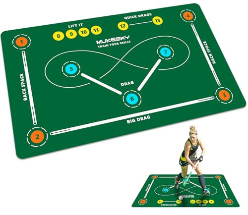 MUKESKY Field Hockey Training Mat 59 x 35.4 - Quiet and Non-Slip Surface for Stickhandling, Passing - Hockey Training Equipment for Indoor and Outdoor - Suitable for Hockey Training Enthusiasts