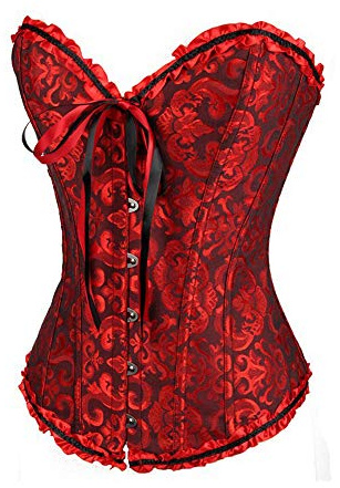 Generisch Corsé de Halloween para Mujer Shapewear Corsé Gótico para Mujer para Fiesta Floral con Cordones Ajustable Corsé Bustier Top, rojo, M