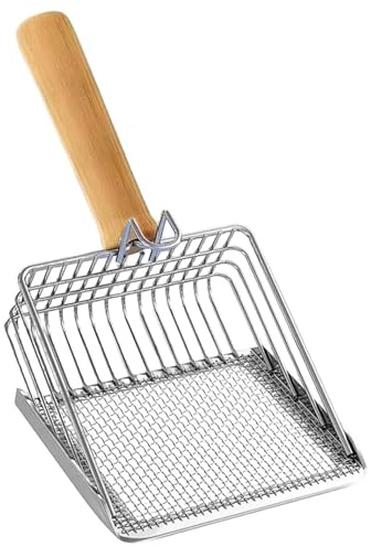 Spade kattlåda, kattströspade, kattströspade, kattsand litter scoop, kattspade för kattlåda med trähandtag, perfekt för kattströ, lämplig för alla kattsand, dubbel specifikation.