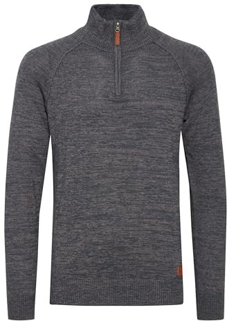 Blend BHDanovan Herren Strickpullover Troyer Feinstrick Pullover mit Troyerkragen Reißverschluss Rippbündchen Baumwollmischung Regular fit, Größe:L, Farbe:Ensign Blue (70260)