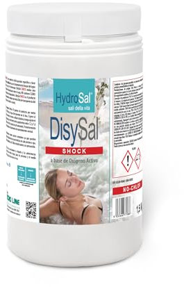 HydroSal DisySal Shock, Ossigeno Granulare, per Trattamento d'Urto, Ideale per Piscina o Spa Idromassaggio di Tutte le Marche - 1,5 KG