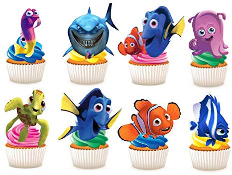 Ediblecakedecorations - Lot de 30 décorations en papier comestible pour cupcakes et gâteaux Le Monde de Nemo - 30 pièces - Décorations de gâteau - Multicolore