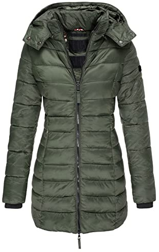 Earnmore Veste MatelasséE en Coton pour Femmes d'hiver, Veste MatelasséE Mi-Longue AjustéE pour Femmes, Veste MatelasséE en Duvet Chaud