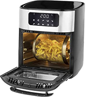 DCG FR3610D - Friggitrice ad aria 10L. 1700W. Display led, touch screen. Cestello e finestra in vetro frontale.