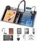 KOOGIMDDR - Lavandino da cucina con superficie di lavoro, a LED, 75 x 45 cm, dotato di rubinetto a cascata, in acciaio inox, per uso domestico, con idropulitrice, tagliere, scolapiatti e accessori