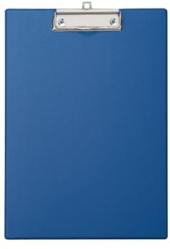 MAUL Klemmbrett A4 MAULpoly | Schreibbrett aus Karton mit PP Folienüberzug | Clipboard zum Aufhängen | Moderner Klemmer zur Aufbewahrung von Papier | Für Büro, Küche und Werkstatt | Blau