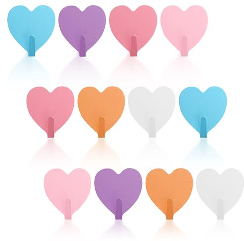 12 Stück Bunte Haken,Edelstahl Klebehaken Kleiderhaken Wandhaken Herzform Haken Selbstklebend Ohne Bohren Wandhaken Selbstklebend für Bad Toilette Handtuchhalter Küche Büro Kleiderhaken Handtuchhaken
