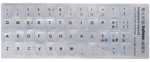 SIMPLETEK - Adesivi per Tastiera Layout Italiano ITA QWERTY 1,5x1 Cm | Colore Grigio Argento Lettere Nere | Tasti Adesivi per Notebook Tastiere | Cambio Layout
