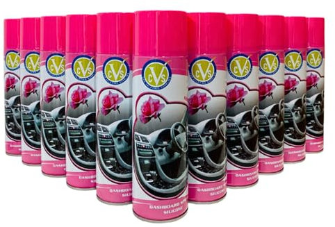CVS Dashboard Shine Silicone Spray: Cleans, Shines & Protects Car Interior Trim | Restores Luster | Car Interior Cleaner - Removes Dirt, Dust & Residue | Rose Scented - 500ML (Pack of 12)