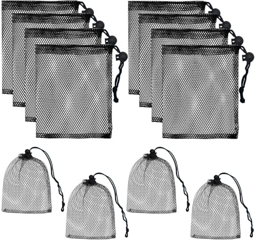 12 stycken 17 x 20 cm nätpåse liten med dragsko, väska med dragsko | Hållbar nätficka strand bärbar nätväska sandleksak resa för kosmetika, toalettartiklar