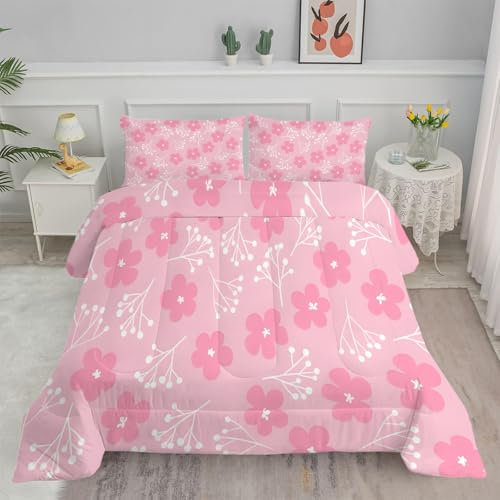 Linfye Bettdecke 155x220 4 Jahreszeiten Blumen Steppdecke 155x220 Vierjahreszeiten Schlafdecke Ganzjahresdecke, Bettdecke Ohne Bezug Bettdecken Wende Waschbar Antiallergisch BC275