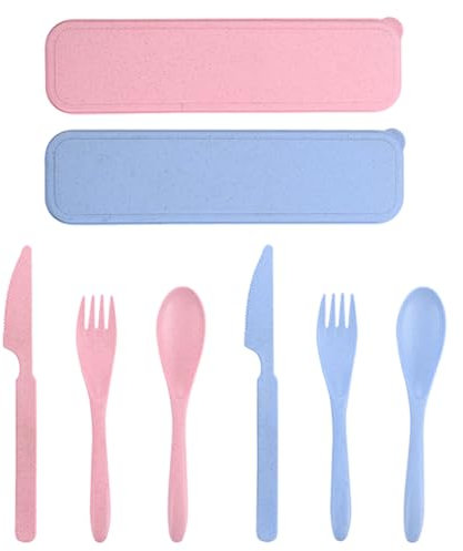 2 Set Di Stoviglie, Stoviglie Semplici E Semplici, Set Di Stoviglie Riutilizzabili, Pratiche Stoviglie Da Viaggio, Adatte Per Ufficio, Scuola E Campeggio