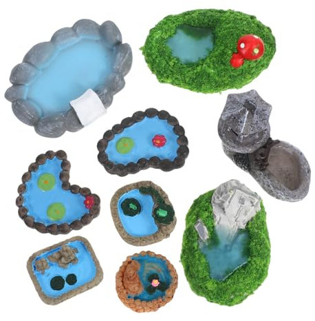 iplusmile 9 Piezas De Micropaisaje para Piscina Miniestanque Adornos De Micropaisaje Estatua De Patio Accesorios De Estanque En Miniatura Accesorios Flotantes para Estanque Accesorios