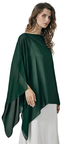 BEAUTELICATE Chal Estola de Gasa Elegante para Mujer Chifón Capa Poncho Ligera para Novias Bodas y Vestidos de Noche-Verde Cazador