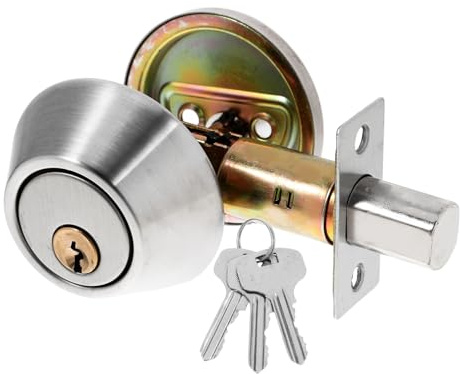 HOMSFOU Heavy Duty Single Cylinder Door Lock Stainless Steel Deadbolt with Auxiliary Lock Feature for Enhanced Security Fits Door Thickness Durable Stylish Reliable Entry