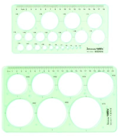 2 Pcs Drawing Stencil, Circle Template for Drawing, Ruler Quilling Tool, Round Hole Ruler Tool, Multi-Function Round Plastic Geometric Stencil Rulers Drawing Set for Studying, Designing, Office