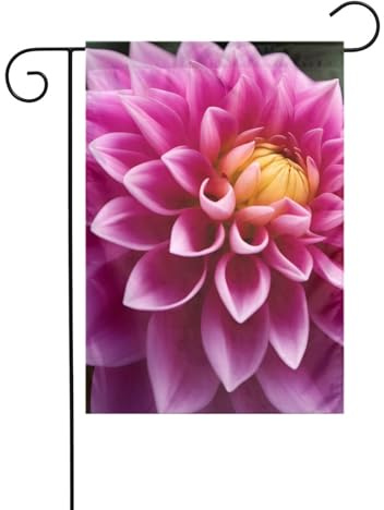 HYTTER Drapeau de jardin imprimé dahlia - Décoration de cour - 30,5 x 45,7 cm - Pour jardin, terrasse, balcon