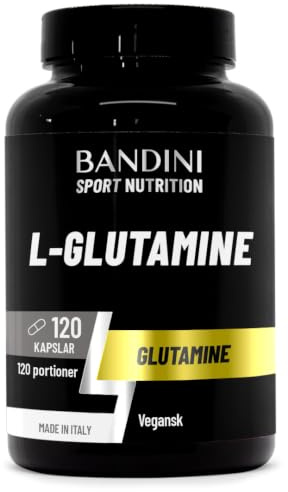 Bandini® L-Glutamin 120 kapslar - L-Glutamin semi-essentiell aminosyra | | Muskelstöd för högintensiv träning, gym och sport - Glutamin 750 mg per kapsel - 100 % veganskt