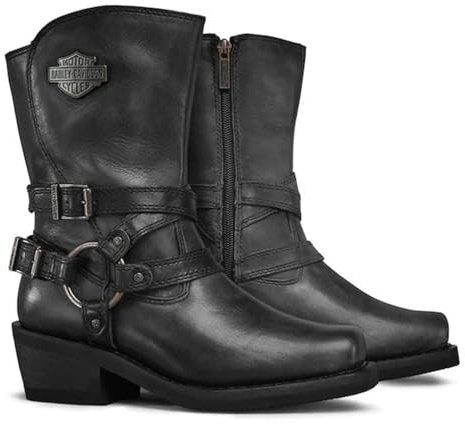 ENWIND Vaquero Occidental Botines Punta Cuadrada Lado Cremallera Motocicleta Botas De Los Hombres,Negro,48 EU