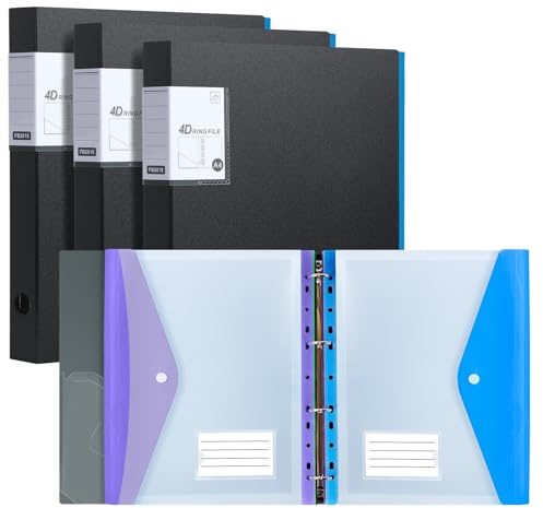 URbantin Ring Binder A4 with 24 Pcs Punched Pockets,4 Pack,Black