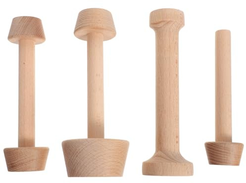AMUSLESUR Set 4 Pressini per Crostate in Legno Doppia Faccia Stampo per Crostata All’Uovo Medio e Piccolo Utensile Ergonomico per Pasta Frolla e Dessert Fai da Te Adatto per Casa e