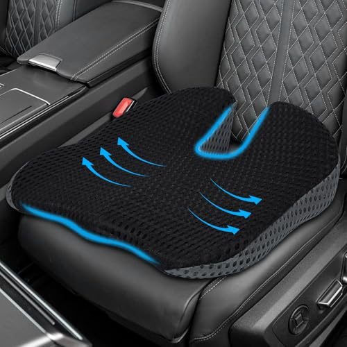 Vexnaro Cojín Coxis de Asiento Contorneado Ortopédico, Cojín de Asiento Ergonómico de Espuma con Memoria, Aumenta la Comodidad al Sentarse, Apto para la Mayoría de Coches, SUV, Camiones y Furgonetas