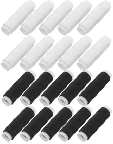 CALLARON Juego de Hilos de Coser de Poliéster para Máquina y Mano, 20 Carretes (50 M Negro y 50 M Blanco), Hilo Resistente para Jeans, Sastrería, Bordado y Reparación de Telas, Kit