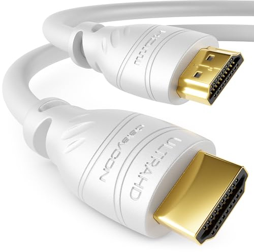 deleyCON 6m Câble HDMI 2.0a/b - Haute Vitesse avec Ethernet - UHD 2160p 4K@60Hz 4:4:4 HDR HDCP 2.2 ARC CEC Ethernet 3D Full HD 1080p Dolby - Blanc