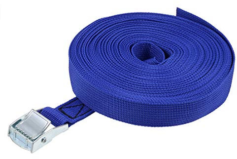 sourcing map Sangle d᾿Arrimage Boucle à Came 12m x 25mm 250kg Chargement Capuchon en Polypropylène pour Transport Marchandises Bleu 1Pcs