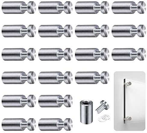 Tornillo Publicitario de Acero Inoxidable, 20 Piezas Vidrio Standoff Holder Tornillo, Publicidad Clavos Hardware Tornillos, Separador de Fijación de Vidrio