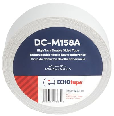 ECHOtape DC-M158A | Double-sided Tape | Double-sided Tape for Lightweight Mounting, Bonding | Thin Double-sided Tape | Clear Double-sided Tape | Indoor/Outdoor Double-sided Tape | 1.89 in x 54.6 yds