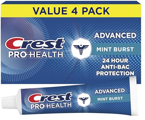 Crest Pro-Health Advanced Antibacterial Protection Toothpaste,5 oz 4 Pack, Teeth Whitening for adults, Breath Freshener, for Sensitive Teeth, Gum Health, Gingivitis toothpaste, Travel Size Toiletries