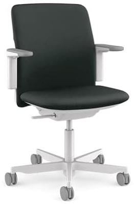 Humanscale Path Home Office Task Chair, Adjustable Duron Arms, Light Gray Frame, and Evergreen Formsense Eco Knit Fabric with Hard Floor Casters