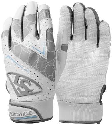 Louisville Slugger Adult Genuine 2.0 Batting Gloves - Team White, Large