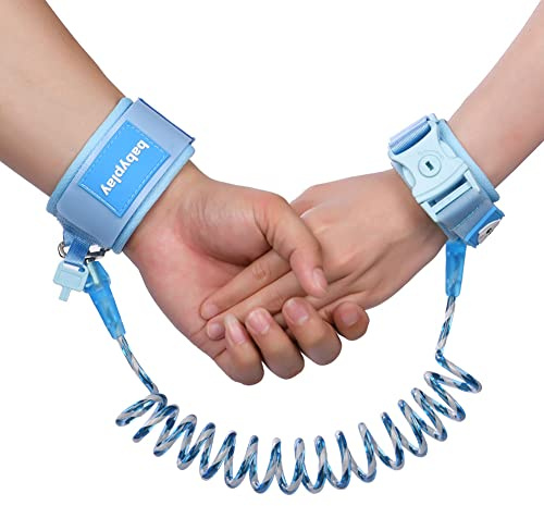 Aomig Säkerhetsarmband för barn, 1,5 m Handledskoppel anti-förlorat armband barn gång handbälte, koppel för barn, barn säkerhetslina, barn koppel handled för barn och småbarn - blå