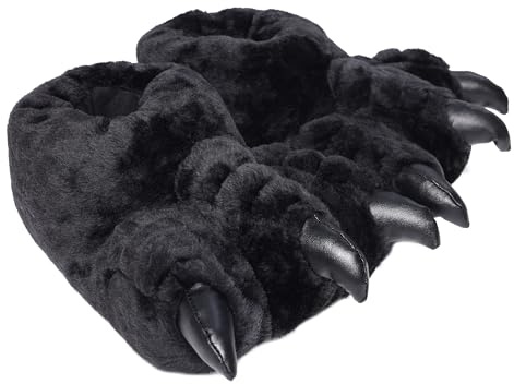 London Shoe Co Mens & Womens Funny Claw Slippers, Novelty Monster Foot Slippers, Adult Sizes 3 to 14 UK (Black, UK11/12)