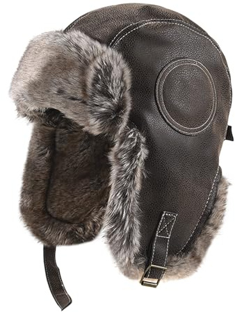 RUIXIA Unisex Wintermütze Fliegermütze Russenmütze Trappermütze Winter Mütze Warme Pilotenmütze Uschanka mit Ohrenklappen Kunstfell Wintermütze Skimütze Fellmütze Ohrenschützer Hut