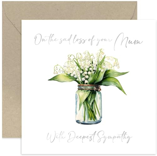 Sad Loss of Your Mum Deepest Sympathy Card for Family and Friends - Lily of Valley Flower Condolences Card - Sorry, Mourning, Thinking of You, Bereavement | Blank Inside
