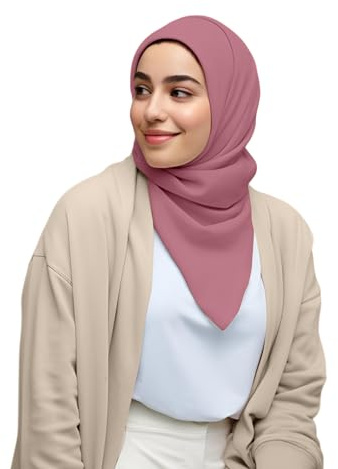 ShopMiey Premium Chiffon Head Scarf Shawl Muslim Hijab Neck Wrap for Women (Turkish Rose)
