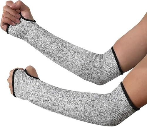 TOKHA SAFETY Slash-Resistant Arm Protection Sleeves with Thumb Hole - Level 3 Cut Protection Gloves for Garden, Kitchen, and Farm Work - 1 Pair