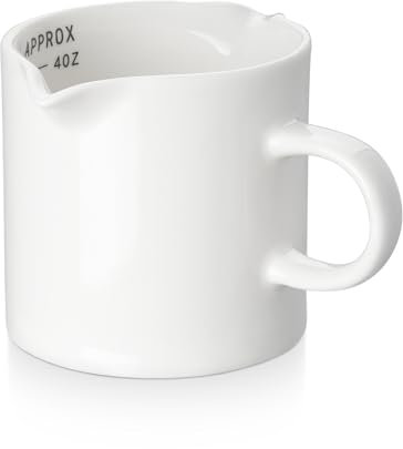 ABRUTY Espresso Cups, 5 OZ Ceramic Double Spouts Cups, Shot Cup Mug with Handle and Measuring, Small Accessories for Machine Set Suitable for Milk Coffee Syrup