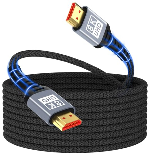 HDMI 2.1 Kabel 5 Meter 8K, Ultra Höghastighets 48 Gbps för 8K@60Hz 4K@120Hz 7680P Med HDR10 eARC 3D HDCP 2.2/2.3, Kompatibel Med PS5/4 X-Box HDTV Blu-ray-Spelare/Bildskärm