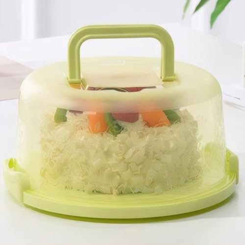 Starnearby Porta Torta con Coperchio da Trasporto, Scatola per Torta portatile Multifunzione in Plastica, Espositore per Cupcake, Contenitore per Dolci da 6-8 Pollici (Verde)