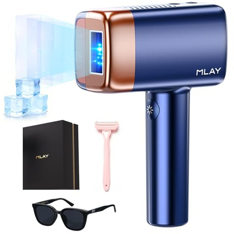 Mlay T14 Apparecchio Per Epilazione IPL – 96,39% Riduzione Dei Peli In 4 Settimane, 5 Milioni Di Flash, Painless Con Sistema Di Raffreddamento (Nessun Laser), Per Tutti I Tipi Di Pelle (Blu)