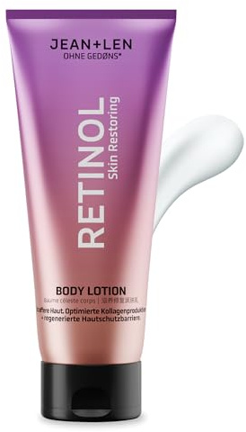 Jean & Len Body Lotion Retinol, med ren retinol, sheasmör och bisabolol, slätar ut rynkor, regenererar hudens skyddsbarriär, för känslig hud, kroppsvård utan parabener och silikoner, vegan, 200 ml