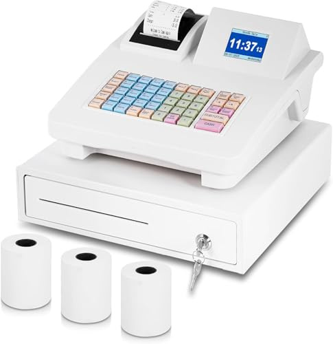 MABAOHENG Elektronische Registrierkasse mit 58 mm Thermodruck Kasse für den Handel mit LED Kundenanzeige Smart-Kassensystem Einzelhandel mit Kassenschublade für Gastronomie/Einzelhandel (English)