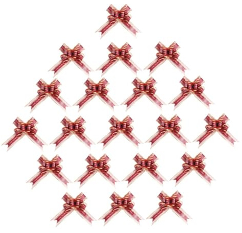 HANABASS 20 Stück Geschenkverpackung Pull Schleifen Band Weinrot Selbstgemacht Geschenkdeko für Hochzeit Geburtstag Valentinstag Geschenkbox Verzierung